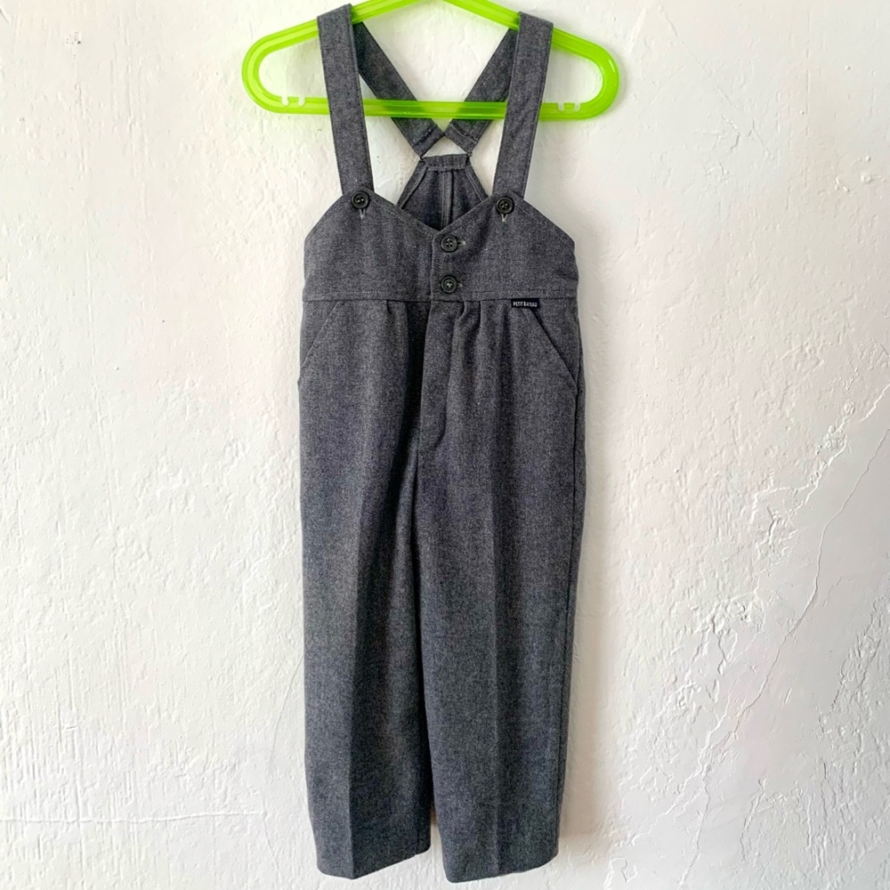 Vintage Kids Petit Bateau Gray Wooly Overalls Toddler 3T